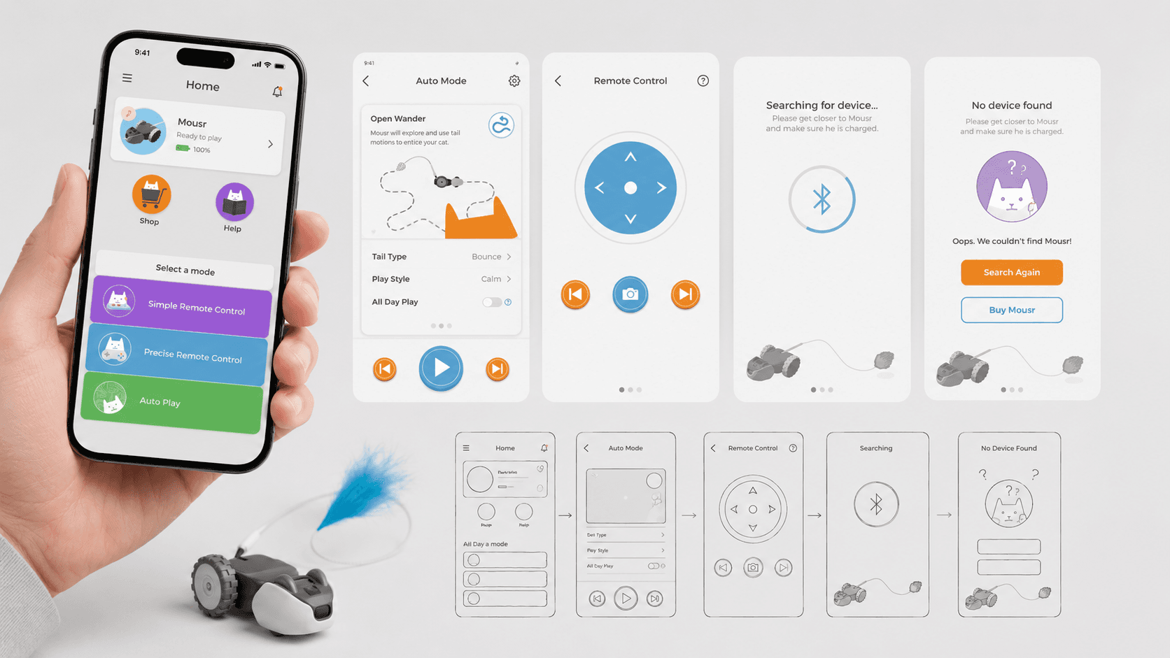 Mousr mobile app from wireframes to remote and autonomous controls