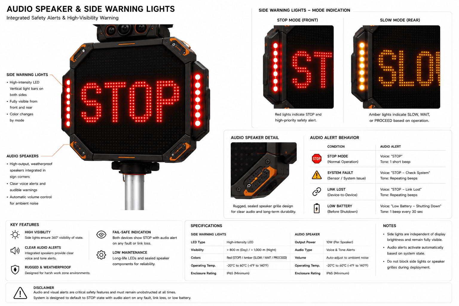 Kaleido side warning lights and audible safety communication study