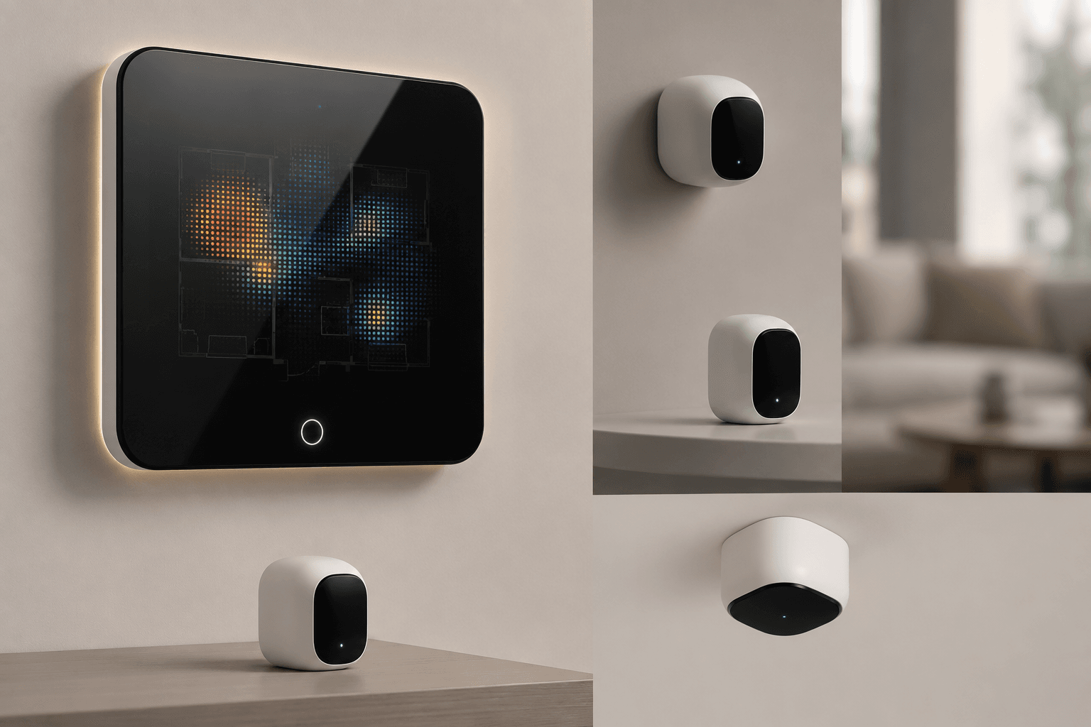 SENSORY display and sensing modules shown across different home placements