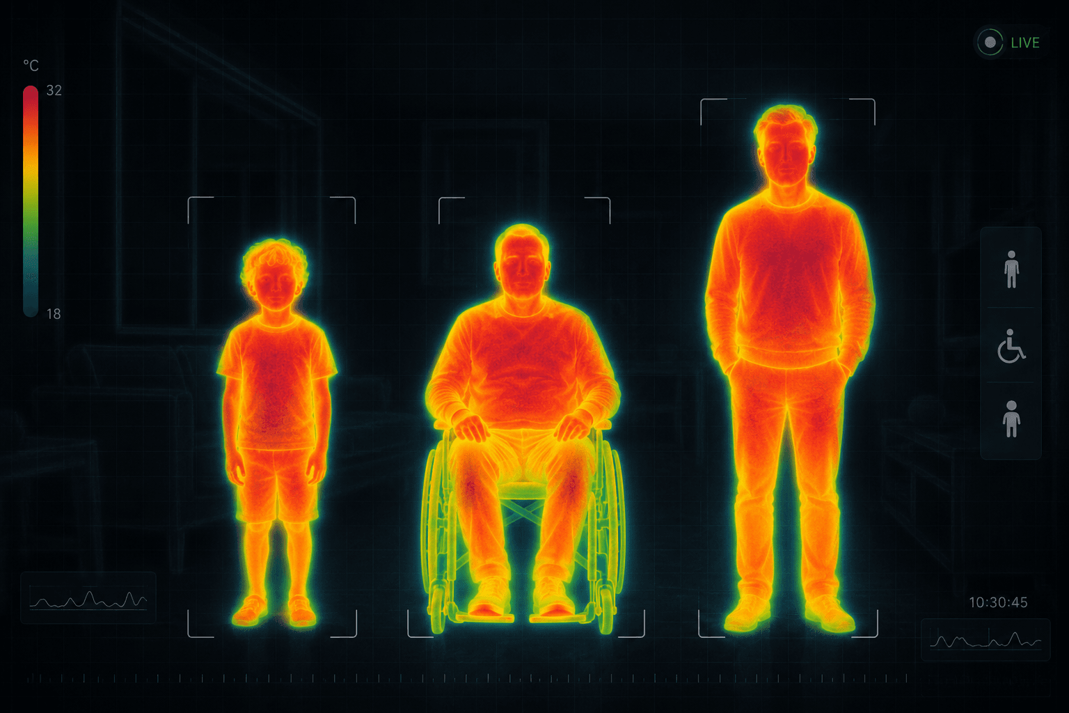Thermal interface showing different body positions