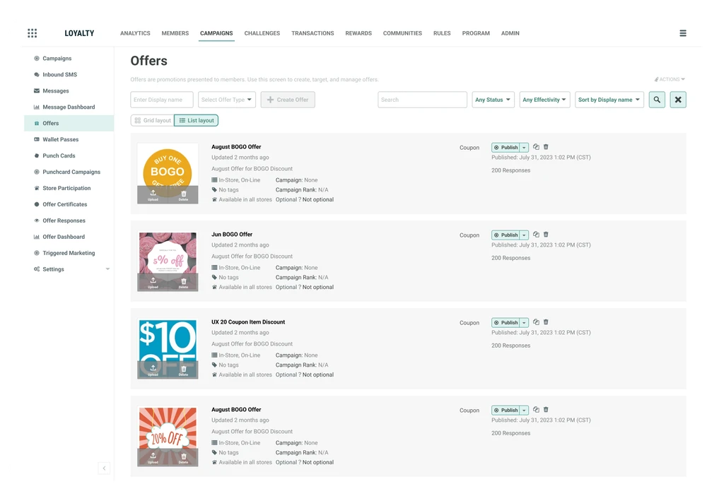 Redesigned list with dual view grid view