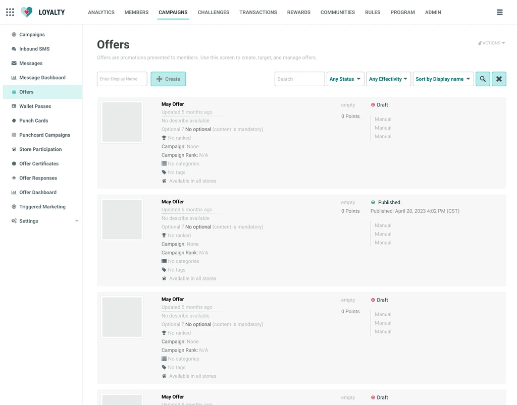 Before: Offer List