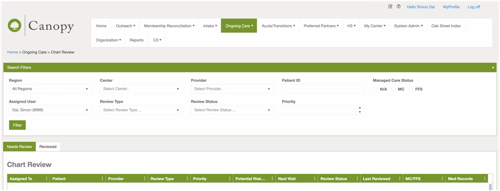 Canopy document workflow