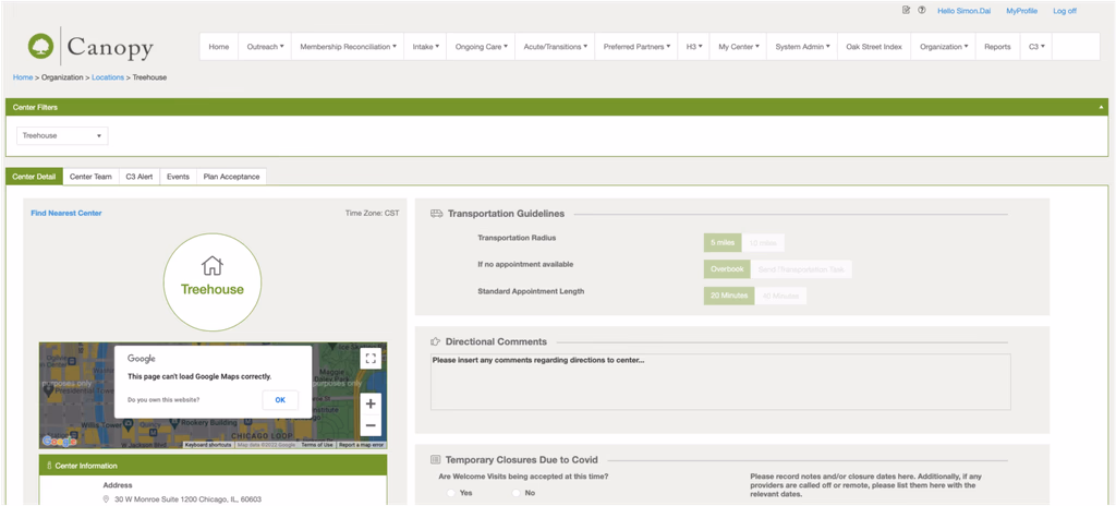 Original Canopy interface